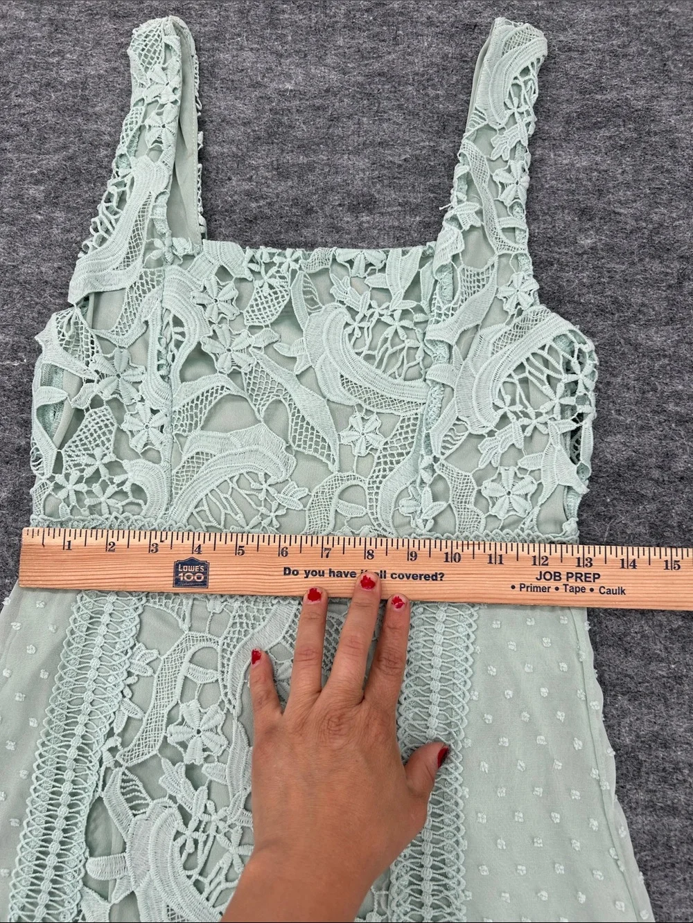 Just Me Women’s Mint Green Dress with Delicate Crochet Trim - Picture 4 of 11